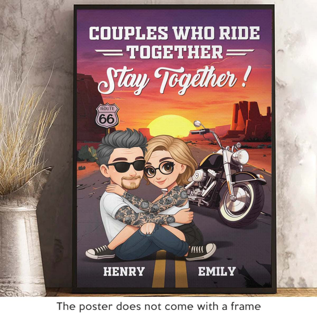 Custom Vertical Poster - Personalized Anniversary Wedding Gifts For Husband And Wife, Him And Her, Biker Lovers - Ride Together, Love Forever