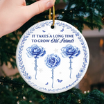 Custom Ceramic Ornament - Personalized Best Friend Christmas Birthday Gifts For Women, Besties, Sisters, BFF - Two Hearts One Connection