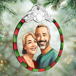 Custom Photo Glass Ornament - Personalized Anniversary Christmas Wedding Gifts For Husband, Wife, Couple - Love Grows With Every Year