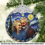 Custom Photo Glass Ornament - Personalized Anniversary Christmas Wedding Gifts For Husband, Wife, Couple - Holiday Smiles, Lifetime Love