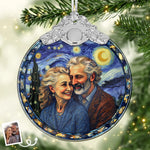 Custom Photo Glass Ornament - Personalized Anniversary Christmas Wedding Gifts For Husband, Wife, Couple - Holiday Smiles, Lifetime Love