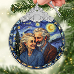 Custom Photo Glass Ornament - Personalized Anniversary Christmas Wedding Gifts For Husband, Wife, Couple - Holiday Smiles, Lifetime Love