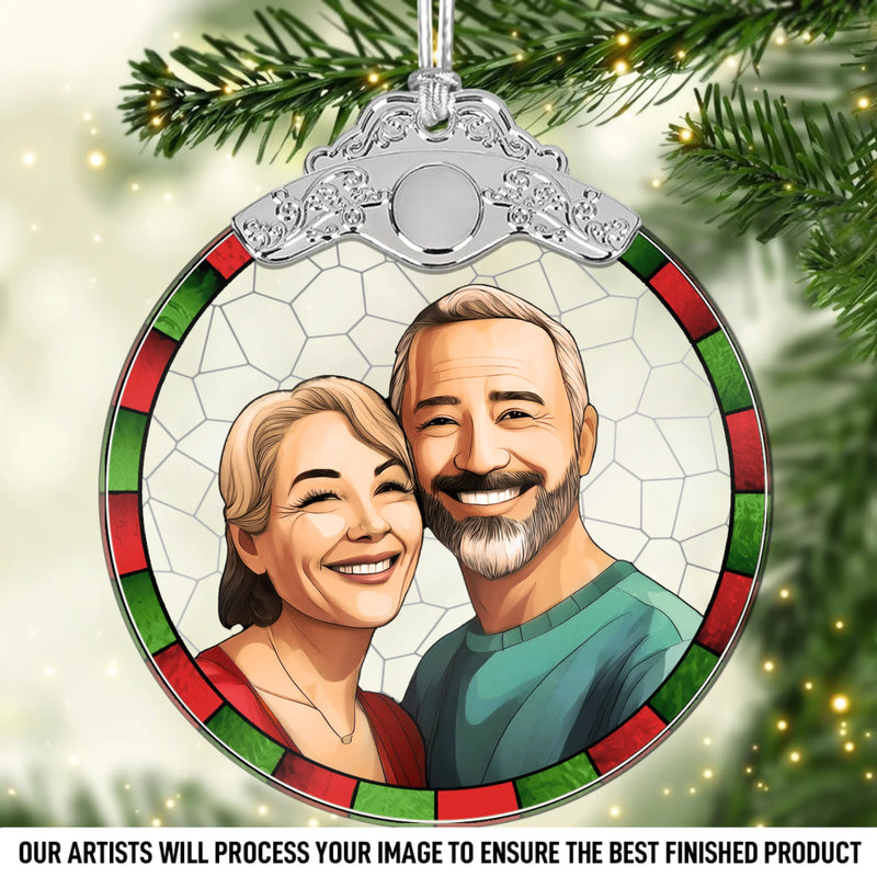 Custom Photo Glass Ornament - Personalized Anniversary Christmas Wedding Gifts For Husband And Wife, Him And Her - Love Grows With Every Year