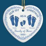 Custom Ceramic Ornament - Personalized Christmas Birthday Gifts For Mom, Dad, Kids - Our 1st Christmas