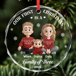 Custom Circle Glass Ornament - Personalized Christmas Birthday Gifts For New Moms, New Dads, Baby - Family Time Is Christmas Time
