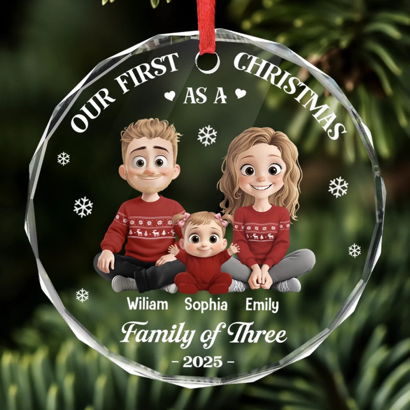 Custom Circle Glass Ornament - Personalized Christmas Birthday Gifts For Mom, Dad, Kids - Family Time Is Christmas Time