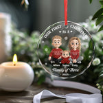 Custom Circle Glass Ornament - Personalized Christmas Birthday Gifts For New Moms, New Dads, Baby - Family Time Is Christmas Time