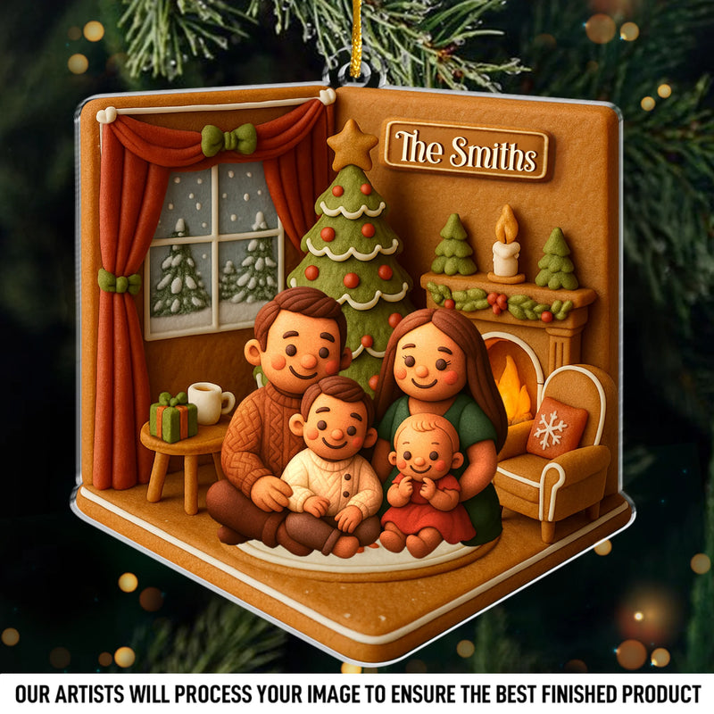 Custom Photo Acrylic Ornament - Personalized Christmas Birthday Gifts For Mom, Dad, Kids - Winter Magic With Family