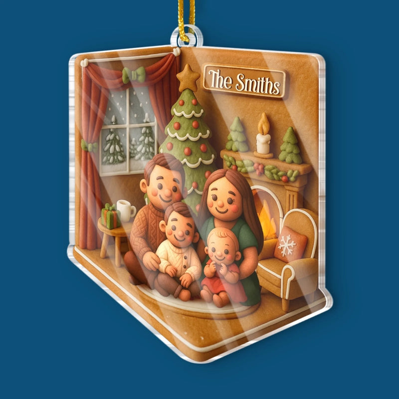 Custom Photo Acrylic Ornament - Personalized Christmas Birthday Gifts For Mom, Dad, Kids - Winter Magic With Family