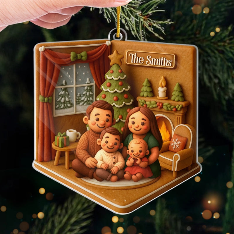 Custom Photo Acrylic Ornament - Personalized Christmas Birthday Gifts For Mom, Dad, Kids - Winter Magic With Family