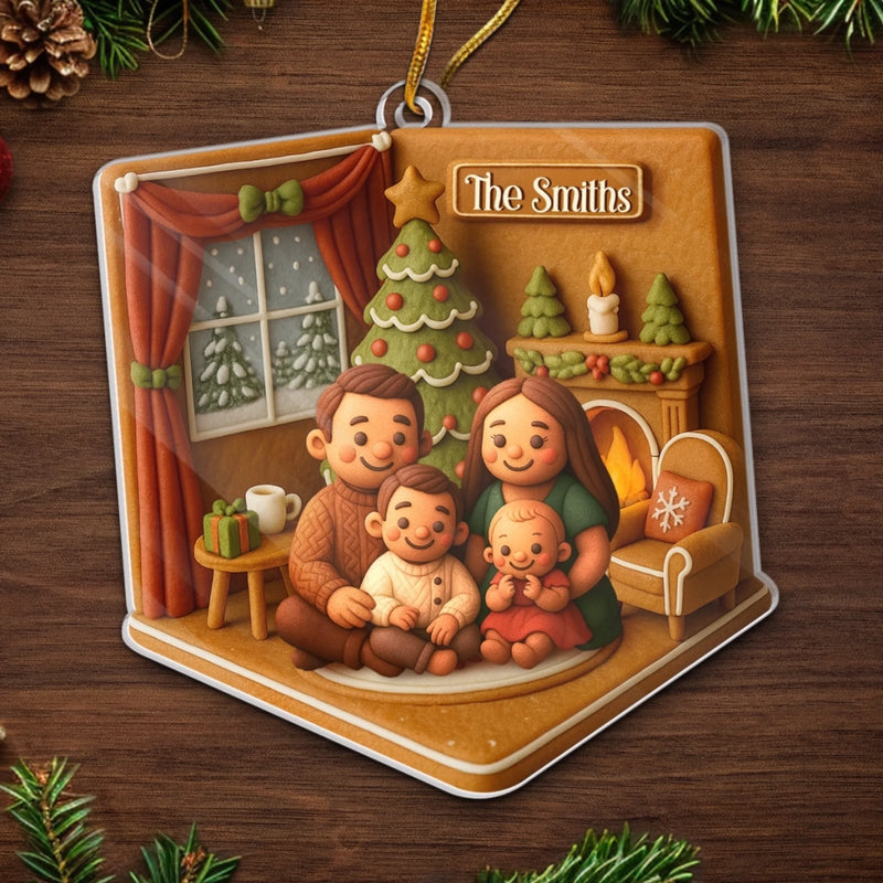 Custom Photo Acrylic Ornament - Personalized Christmas Birthday Gifts For Mom, Dad, Kids - Winter Magic With Family
