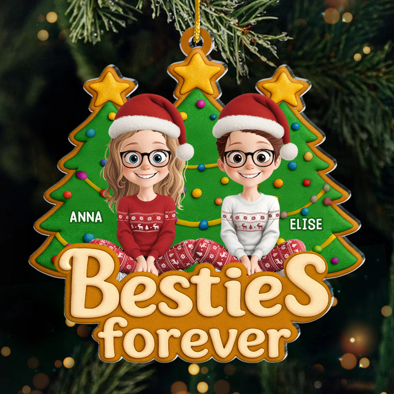 Custom Acrylic Ornament - Personalized Christmas Best Friend Birthday Gifts For Women, Besties, Sisters, BFF - Christmas Vibes With Besties