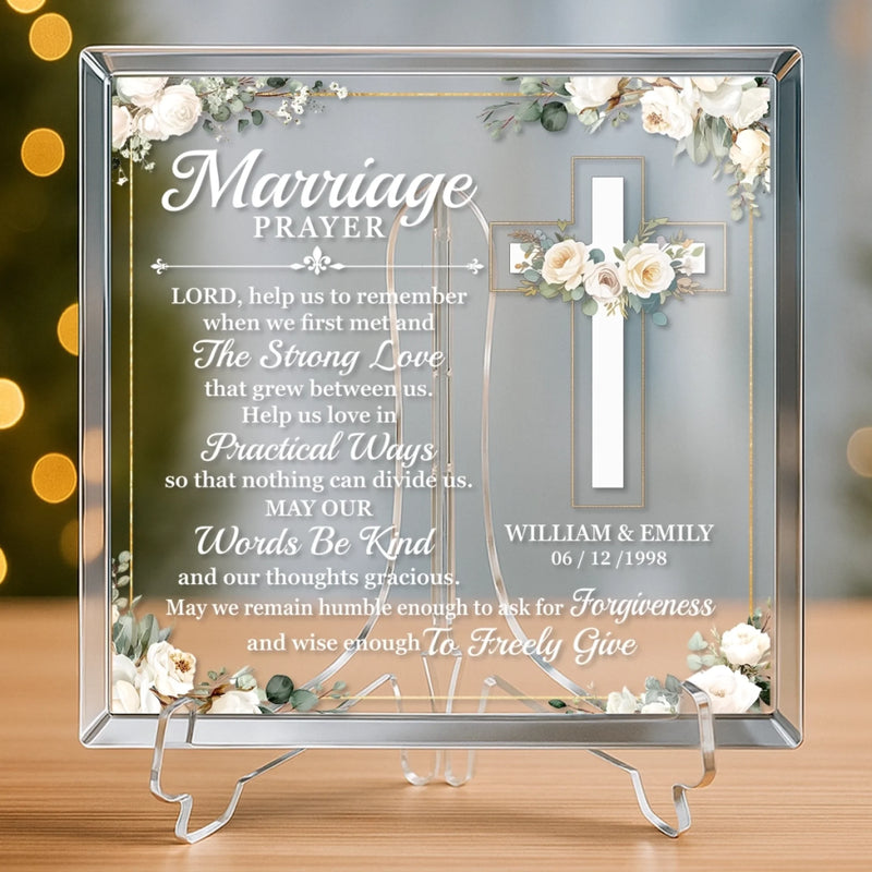 Custom Square Shaped Acrylic Plaque - Personalized   Anniversary Wedding Gifts For Husband And Wife, Him And Her, All Believers, Jesus Lovers - Rooted In Love
