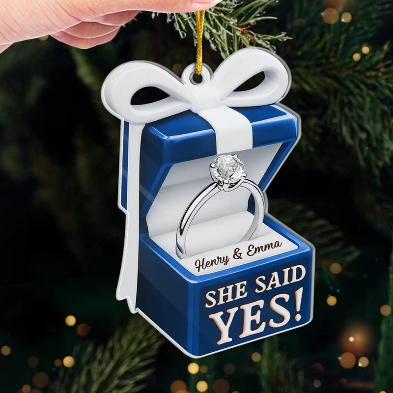Custom Acrylic Ornament - Personalized Anniversary Christmas Wedding Gifts For Husband And Wife, Him And Her - We’re Getting Married