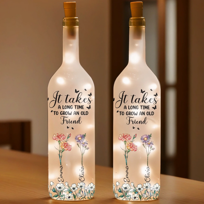 Custom Bottle Lamp - Personalized Best Friend Birthday Gifts For Women, Besties, Sisters, BFF - Friendship That Grows With Time