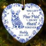 Custom Ceramic Ornament - Personalized Pet Christmas Memorial Sympathy Gifts For Dogs - Left A Paw Print On My Heart Forever