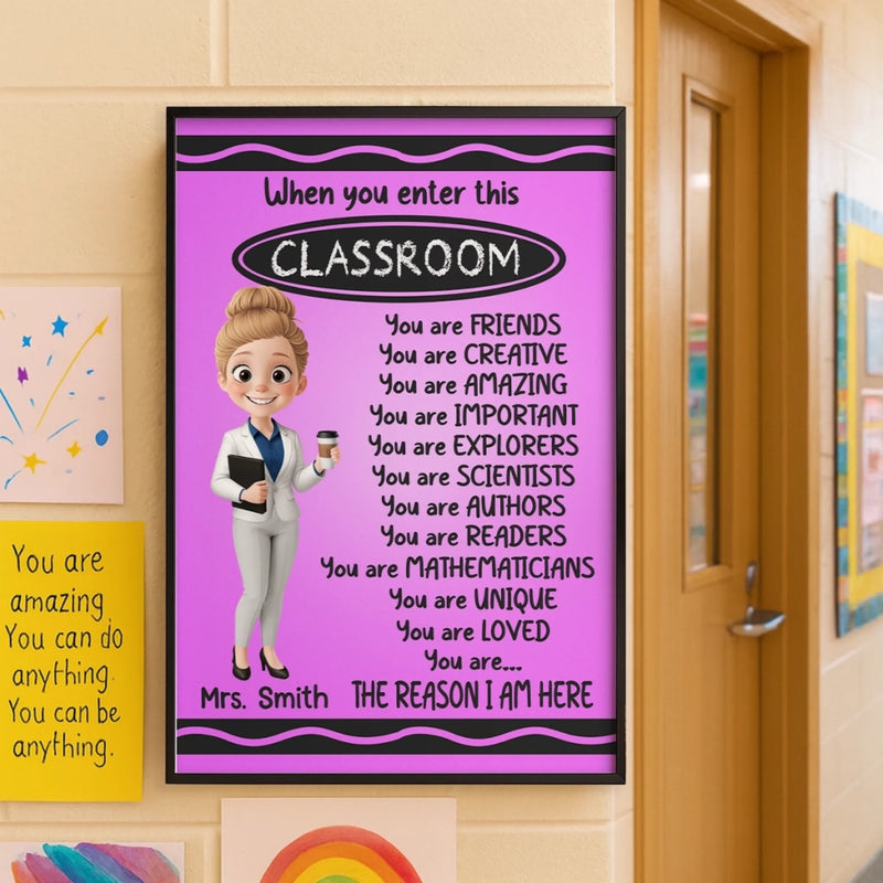 Custom Classroom Decor Vertical Poster - Personalized Back To School Gifts For Teacher - Where Learning And Fun Meet