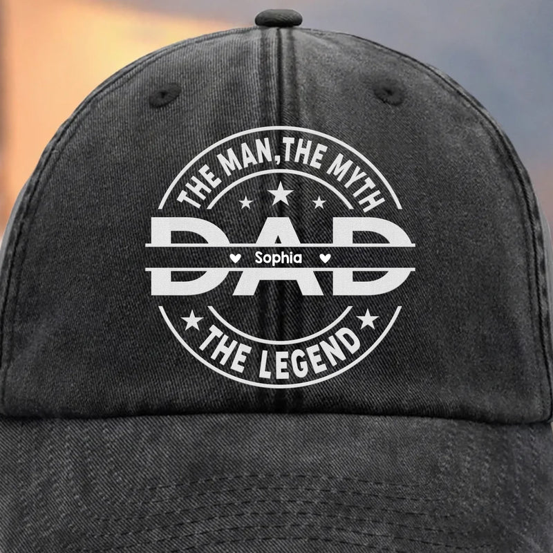 Always Dad Forever Proud - Family Personalized Custom Vintage Washed Denim Baseball Cap - Father's Day, Gift For Dad, Grandpa