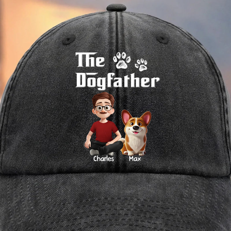 Custom Vintage Washed Denim Baseball Cap - Personalized Birthday Gifts For Dog Cat Lovers, Dog Dad And Mom, Cat Owners - Don’t Mess With The Dogfather