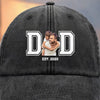 Custom Photo Powered By Love - Family Personalized Custom Vintage Washed Denim Baseball Cap - Father's Day, Gift For Dad