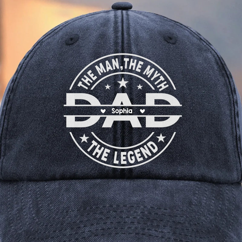 Always Dad Forever Proud - Family Personalized Custom Vintage Washed Denim Baseball Cap - Father's Day, Gift For Dad, Grandpa