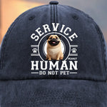 Custom Vintage Washed Denim Baseball Cap - Personalized Birthday Gifts For Dog Lovers, Dad, Mom - Service Human, Do Not Pet
