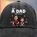 Custom Vintage Washed Denim Baseball Cap - Personalized Birthday Gifts For Dad - Dad and His Crew