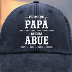 Gorra de Béisbol Personalizada de Mezclilla Vintage Lavada – Regalos de Cumpleaños Personalizados para Papá, Abuelo – Primero Papá, Ahora Abue