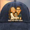 Custom Vintage Washed Denim Baseball Cap - Personalized Anniversary Wedding Gifts For Husband And Wife, Dog Cat Lovers - Together Since
