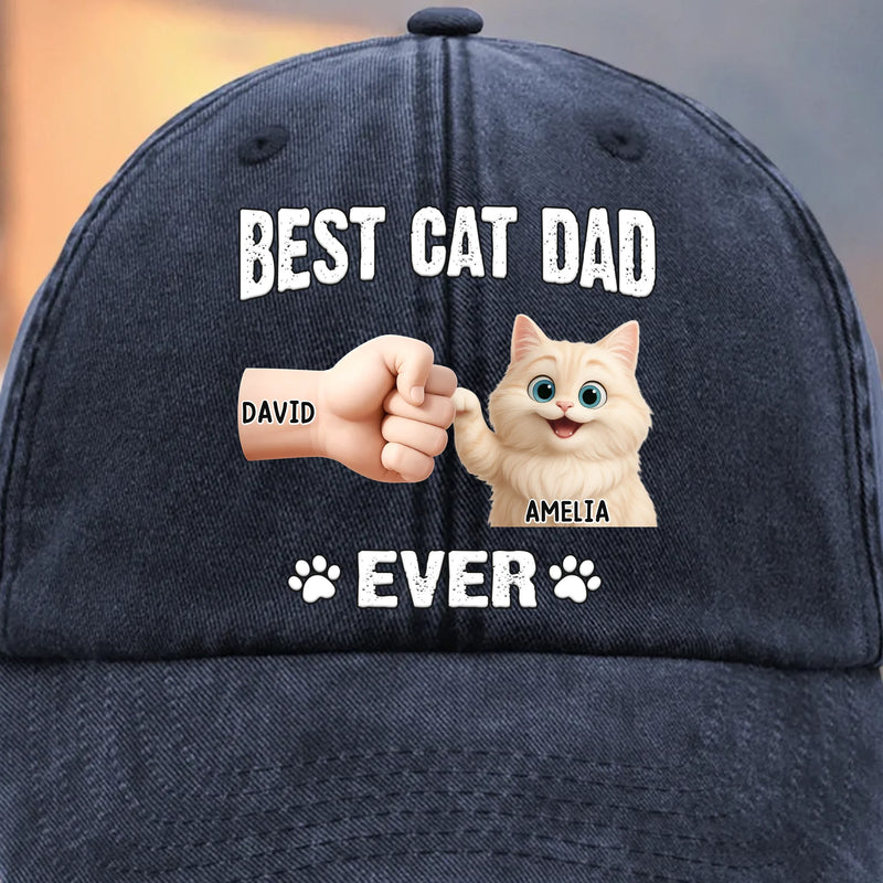 Custom Vintage Washed Denim Baseball Cap - Personalized Birthday Gifts For Cat Lovers, Cat Mom And Dad - My Kid Has Paws