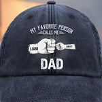 Papa’s Love, Wrapped Around Our Little Hands - Family Personalized Custom Vintage Washed Denim Baseball Cap - Father's Day, Gift For Dad, Grandpa