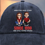 Custom Couple Anniversary Gifts - Personalized Washed Baseball Cap