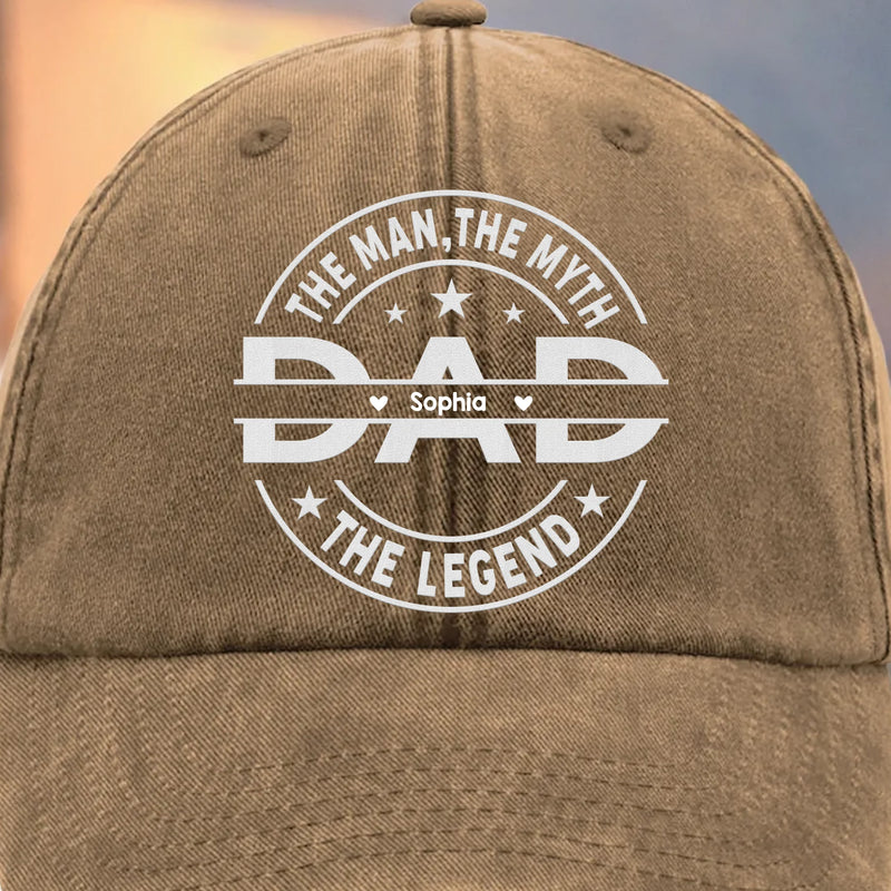 Always Dad Forever Proud - Family Personalized Custom Vintage Washed Denim Baseball Cap - Father's Day, Gift For Dad, Grandpa