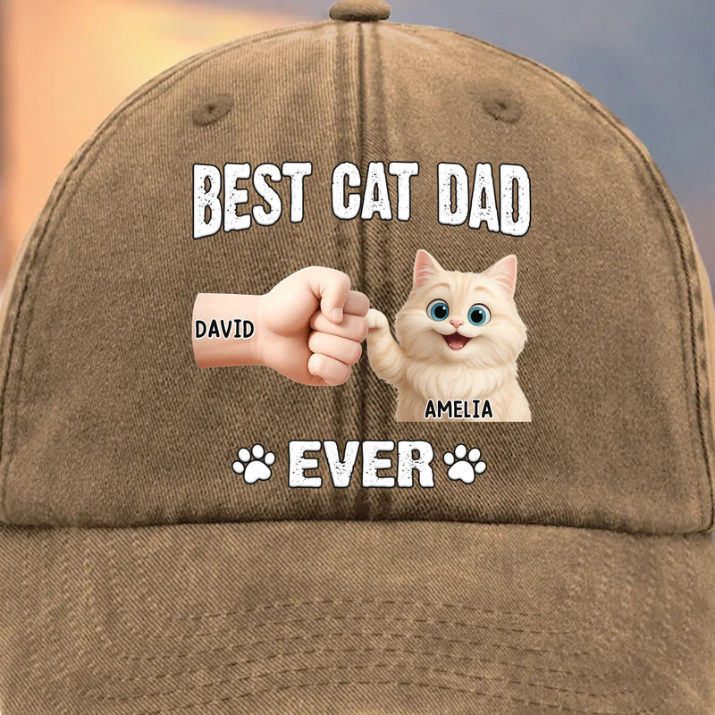 Custom Vintage Washed Denim Baseball Cap - Personalized Birthday Gifts For Cat Lovers, Cat Mom And Dad - My Kid Has Paws