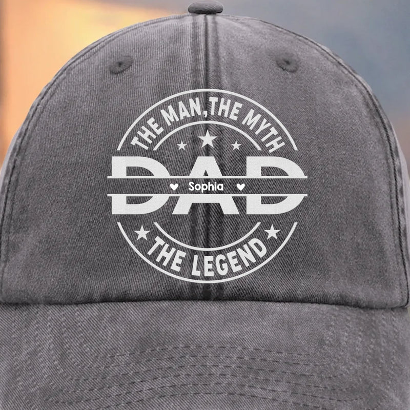 Always Dad Forever Proud - Family Personalized Custom Vintage Washed Denim Baseball Cap - Father's Day, Gift For Dad, Grandpa