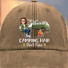 Life’s Better Around A Campfire - Camping Personalized Custom Vintage Washed Denim Baseball Cap - Gift For Camping Lovers