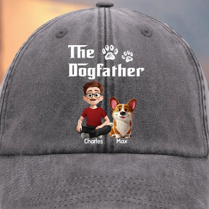 Custom Vintage Washed Denim Baseball Cap - Personalized Birthday Gifts For Dog Cat Lovers, Dog Dad And Mom, Cat Owners - Don’t Mess With The Dogfather