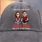 Custom Couple Anniversary Gifts - Personalized Washed Baseball Cap
