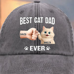 Custom Name Best Cat Dad Gifts for Cat Lovers - Personalized Washed Baseball Cap