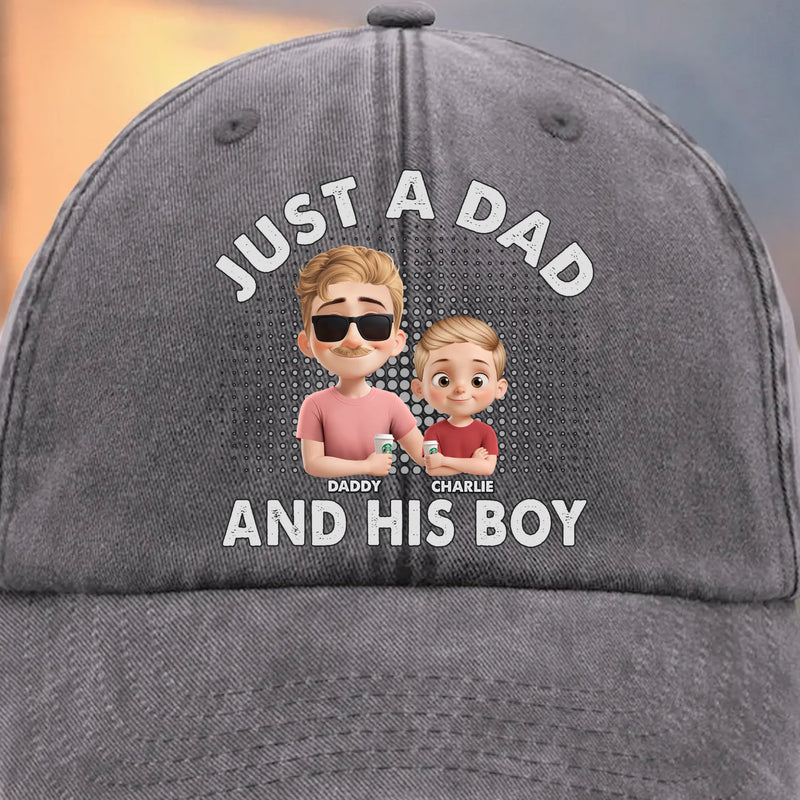 Built-in Besties Since Day One - Family Personalized Custom Vintage Washed Denim Baseball Cap - Father's Day, Gift For Dad