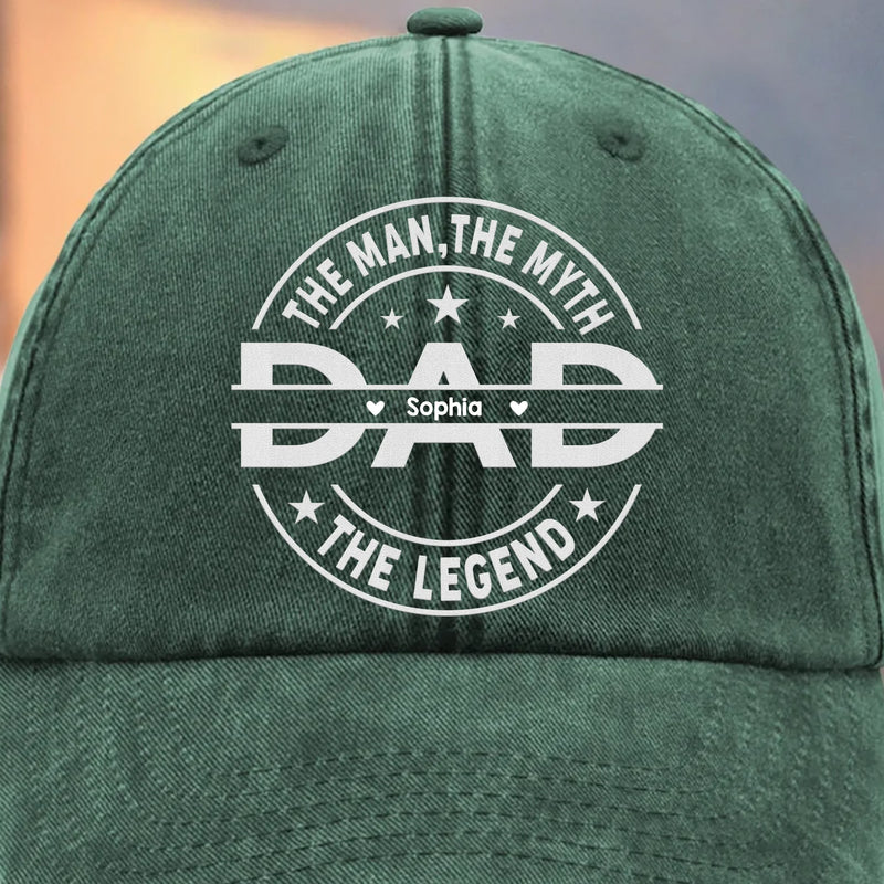 Always Dad Forever Proud - Family Personalized Custom Vintage Washed Denim Baseball Cap - Father's Day, Gift For Dad, Grandpa