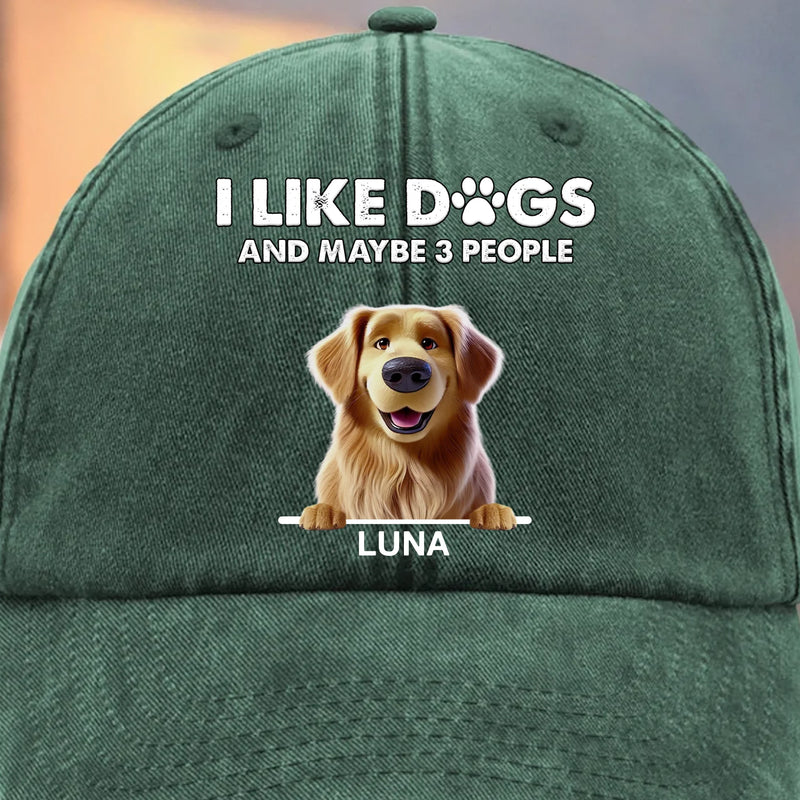 Custom Vintage Washed Denim Baseball Cap - Personalized Birthday Gifts For Dog Lovers, Dog Dad And Mom - Dog Dad Squad
