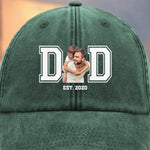 Custom Photo Powered By Love - Family Personalized Custom Vintage Washed Denim Baseball Cap - Father's Day, Gift For Dad
