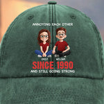 Custom Couple Anniversary Gifts - Personalized Washed Baseball Cap