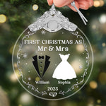Custom Glass Ornament - Personalized Anniversary Christmas Wedding Gifts For Husband And Wife, Him And Her - Married And Merry Together