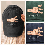 Custom Name Daddy's Team Gifts for Dads - Personalized Washed Baseball Cap