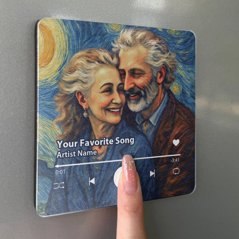 Custom Photo Music Fridge Magnet That Can Play Songs - Personalized Anniversary Wedding Gifts For Husband And Wife, Him And Her - Our Story In Every Note