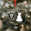 Custom Heart Glass Ornament - Personalized Anniversary Christmas Wedding Gifts For Husband And Wife, Him And Her - Started With A Yes, Now It’s Us