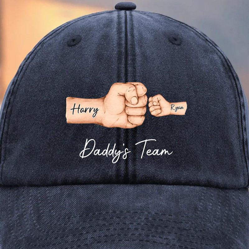 Custom Vintage Washed Denim Baseball Cap - Personalized Birthday Gifts For Dad, Grandpa - Built On Love And Strength