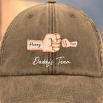 Custom Name Daddy's Team Gifts for Dads - Personalized Washed Baseball Cap